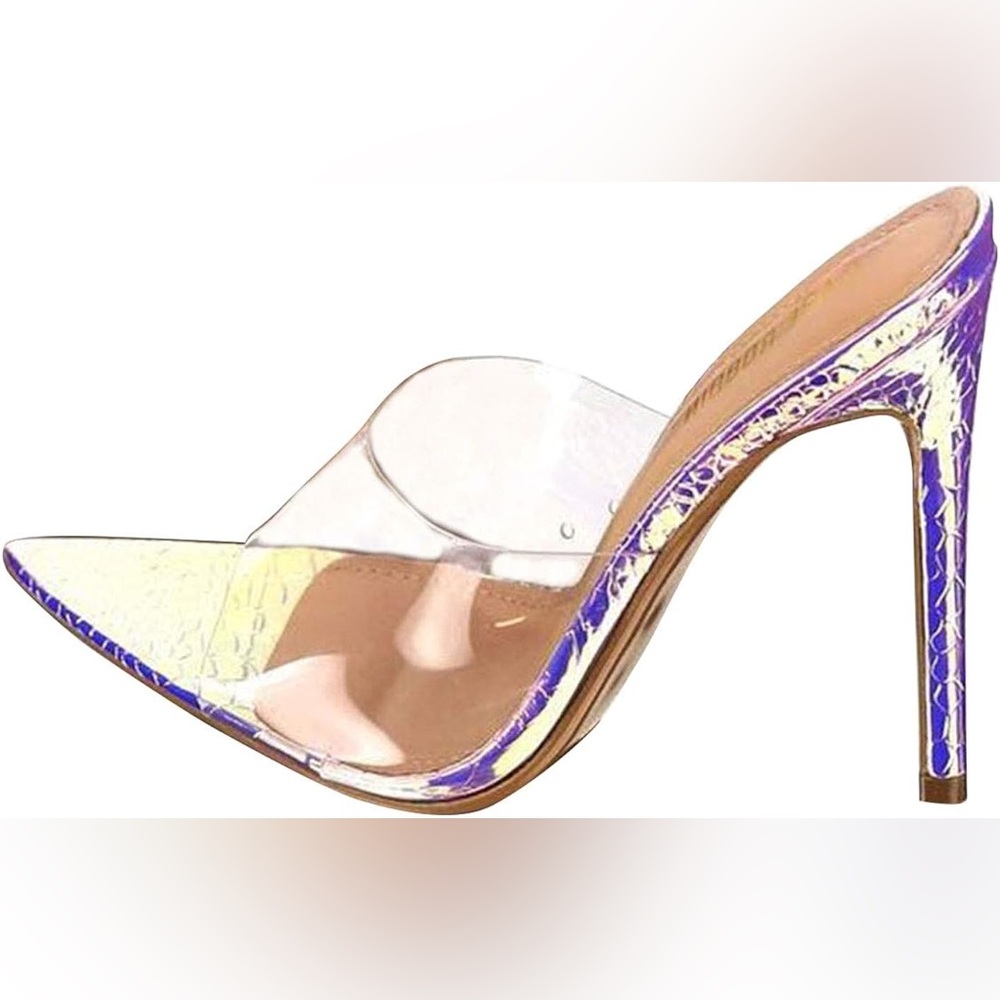 Cape Robbin Iridescent Snake Clear Mules Size 7.5 fits like an 9 - Picture 8 of 8